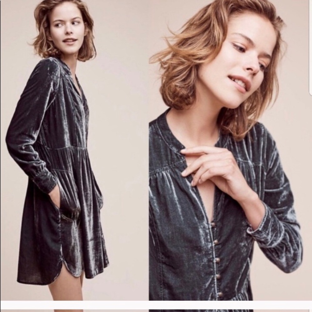 Anthropologie Holding Horses Green Velvet Dress XL